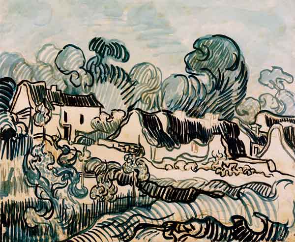 V.v.Gogh, Landscape w.Cottages / 1890 von Vincent van Gogh