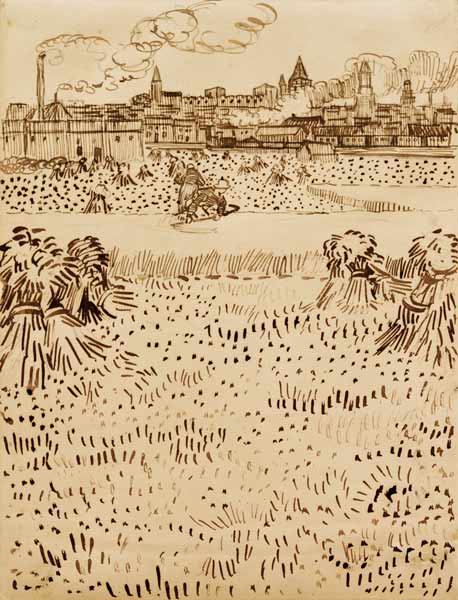 V.v.Gogh, Harvest / Drawing / 1888 von Vincent van Gogh