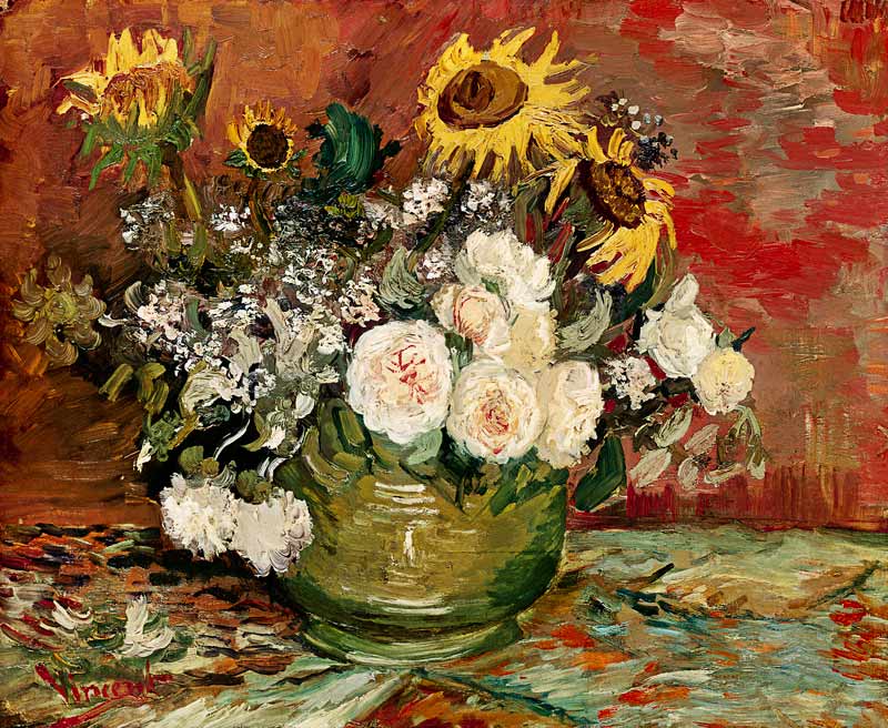 Rosen und Sonnenblumen - Vincent van Gogh als Kunstdruck oder