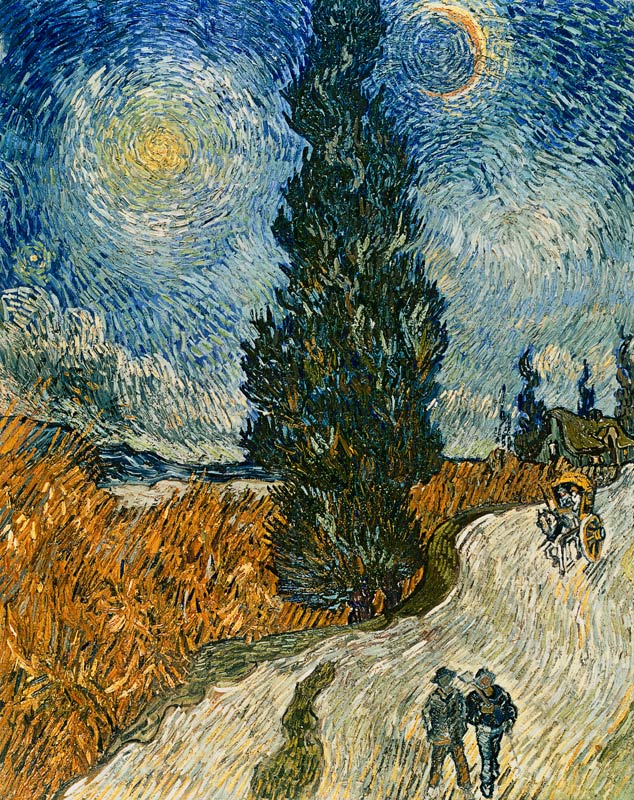 Zypressenweg unter dem Sternenhimmel von Vincent van Gogh