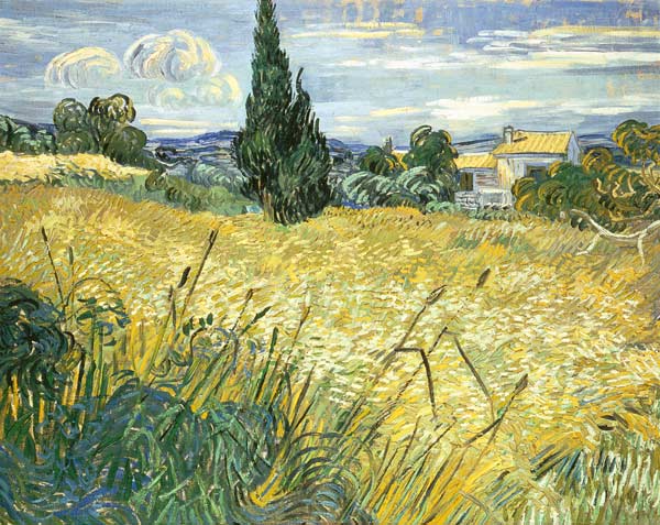 Grünes Weizenfeld mit Zypresse von Vincent van Gogh
