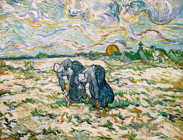 V.van Gogh, Peasant Women Digging/Paint. von Vincent van Gogh