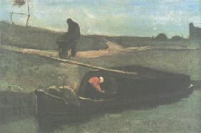 Torfboot mit zwei Figuren 1883