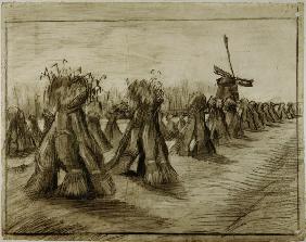 Van Gogh, Sheaves & Windmill /Draw./1885