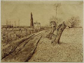V.v.Gogh,Landscape w.Pollard Trees/Draw.