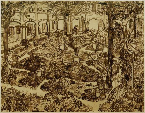 v.Gogh, Courtyard of the Hospital /Draw. von Vincent van Gogh