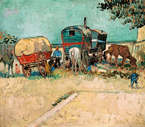 Zigeunerlager mit Pferdewagen von Vincent van Gogh