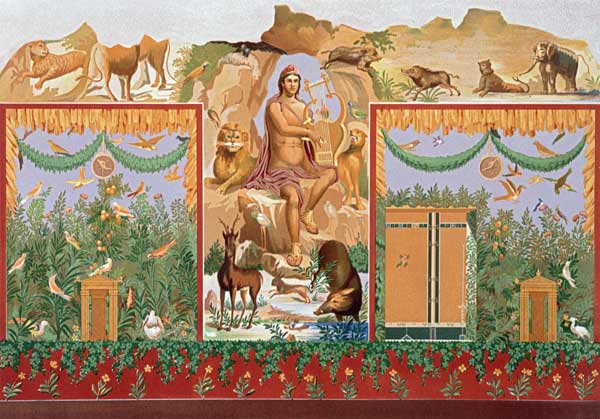 Orpheus Taming the Animals, reconstruction of a fresco from Pompeii von Vincenzo Loria