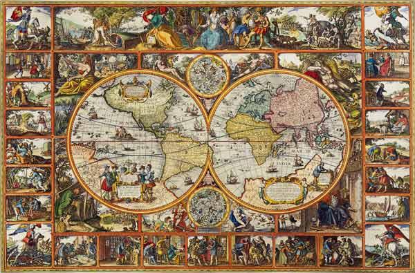 Erdkarte in Hemisphären (Feldherrnkarte) 1617