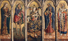 Madonna mit dem Kind und vier Heiligen. Polyptichon von Vittore Crivelli