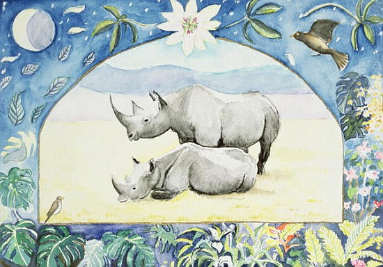Rhino (month of February from a calendar)  von Vivika  Alexander
