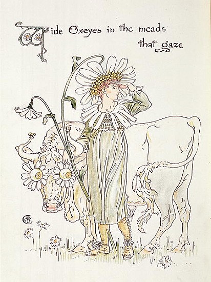 ''Wild Oxeyes in Meads that Gaze'', illustration to ''Flora''s Feast, A Masque of Flowers'' von Walter Crane