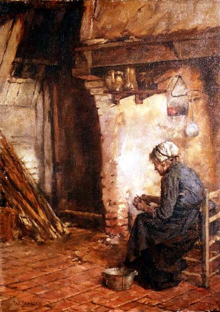 Old Woman Peeling Potatoes von Walter Langley