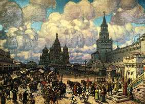 Der rote Platz in Moskau am Ende des 17.Jh von Apolinarij Wasnezow