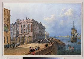 Blick auf das Newa-Ufer und den Marmorpalast in St. Petersburg 1847