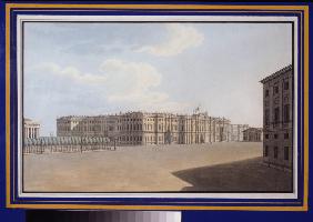 Blick auf den Winterpalast von dem Newski-Prospekt aus 1830