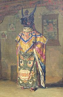 Buddhistischer Lama während der Festtage im Kloster Pemionchi  1874/1876