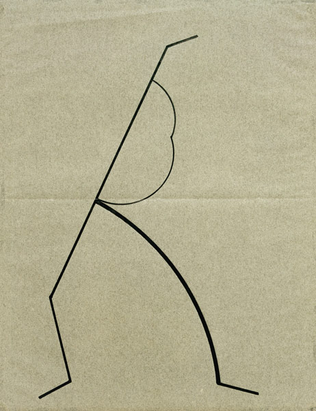 Analytische Zeichnung nach Photos der tanzenden Palucca, Nach oben strebende Gerade auf einfache Geb von Wassily Kandinsky