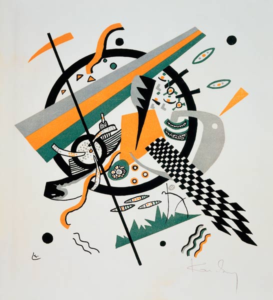 Komposition mit Schachbrettstreifen von Wassily Kandinsky