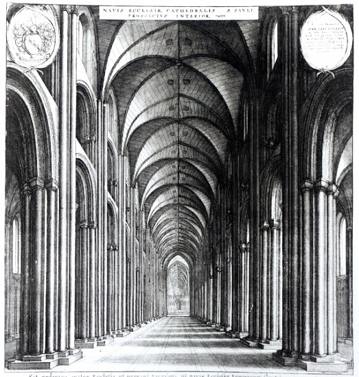 Interior of the nave of St. Paul''s von Wenceslaus Hollar