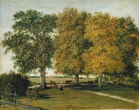 Herder with Cattle beneath Autumnal Trees von Wilhelm Alexander Wolfgang Kobell