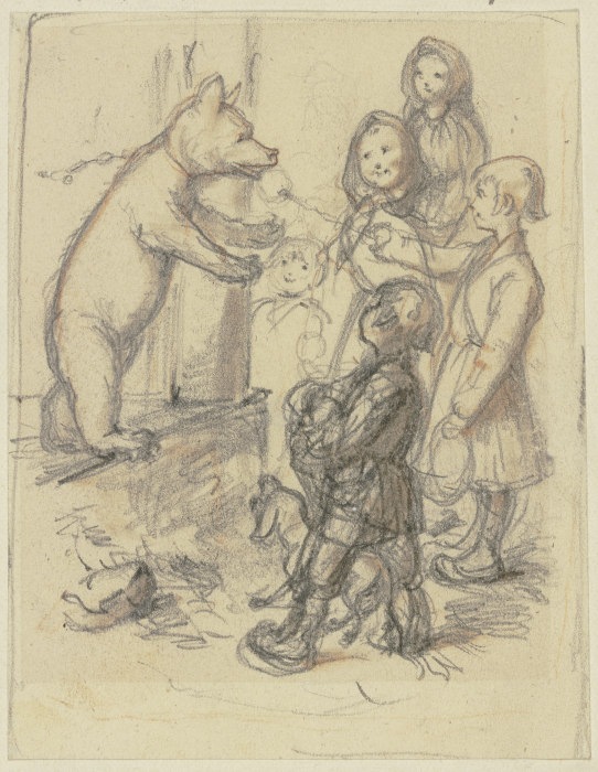 Kinder mit einem Tanzbären von Wilhelm Amandus Beer