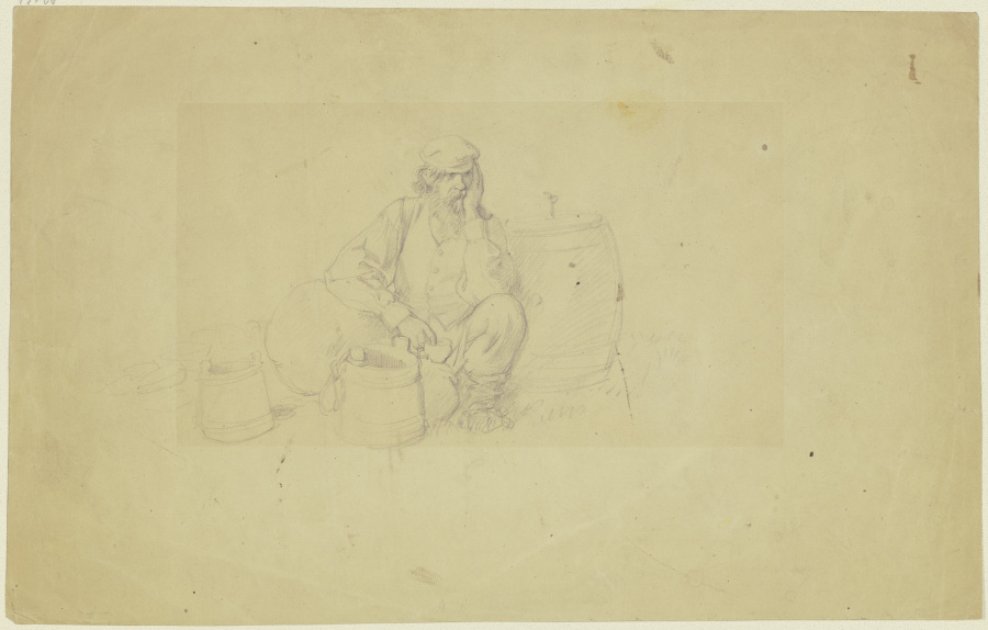 Russischer Bauer, sinnend bei bei seinen Vorräten sitzend von Wilhelm Amandus Beer