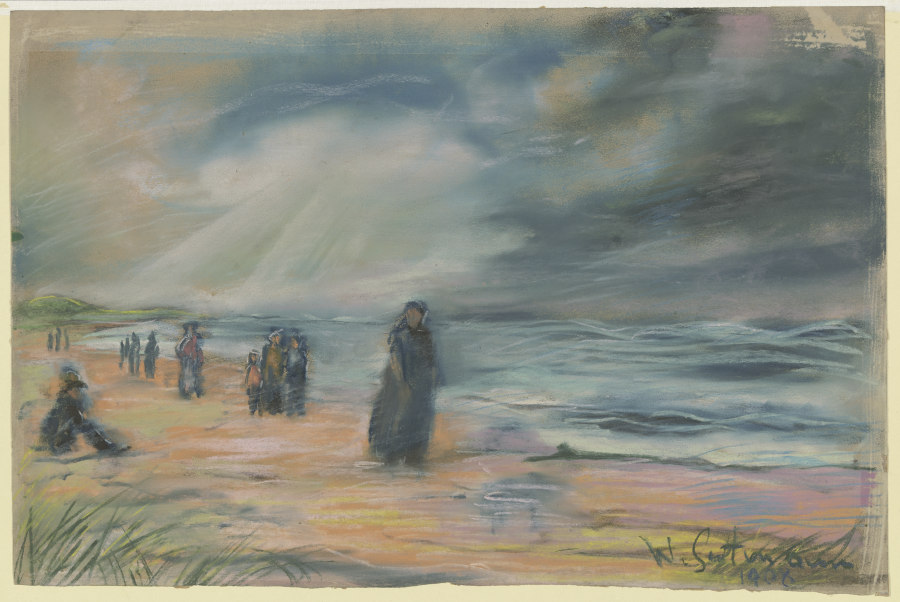 Spaziergänger am Strand von Wilhelm Gutmann