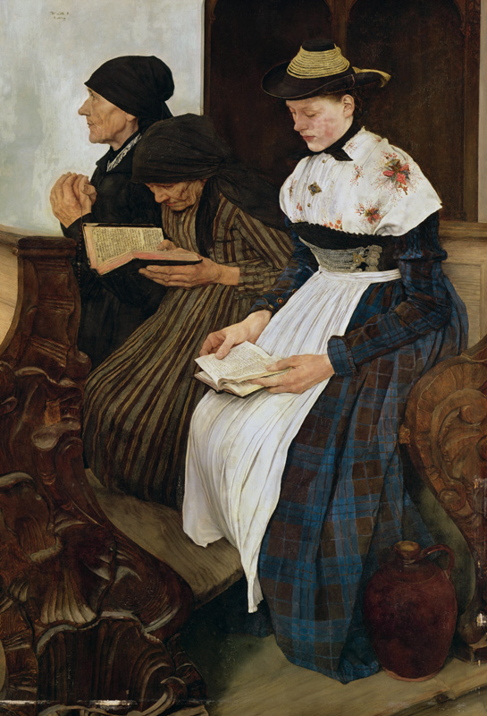 Die drei Frauen in der Kirche von Wilhelm Maria Hubertus Leibl