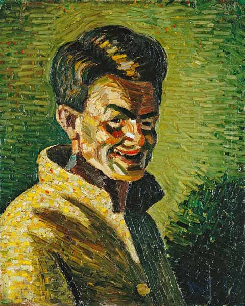Selbstbildnis II (Lachend in gelber Jacke) von Wilhelm Morgner