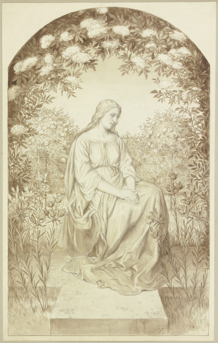 Irmela im Garten sitzend von Wilhelm Steinhausen