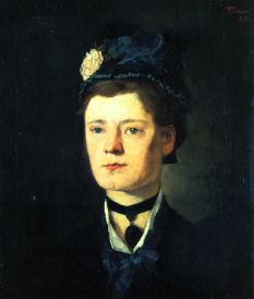 Dame mit blauem Hut. von Wilhelm Trübner