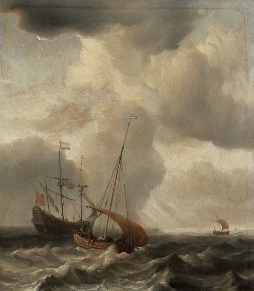 Stürmische See mit einzelnen Schiffen. von Willem van de Velde d.J.