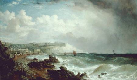 Ventnor, Isle of Wight, from the Beach, Approaching Squall von William Adolphus Knell
