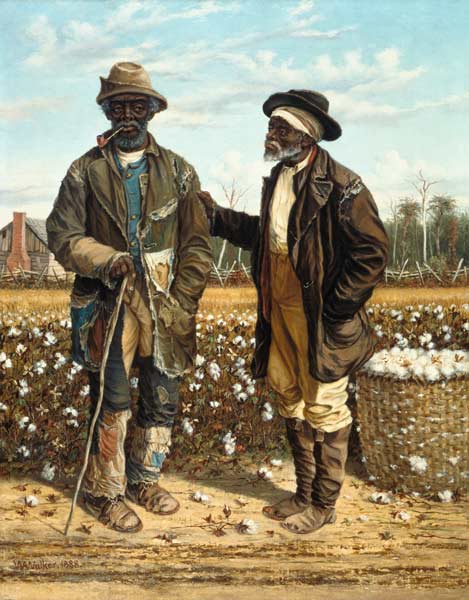Zwei alte schwarze Baumwollpflücker im Gespräch. von William Aiken Walker