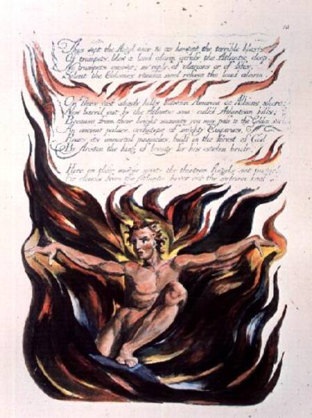 America a Prophecy; 'Thus wept the Angel voice', the emergence of Orc (the embodiment of Energy) fro von William Blake