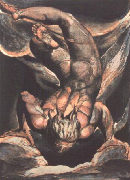 The First Book of Urizen; Man floating upside down von William Blake