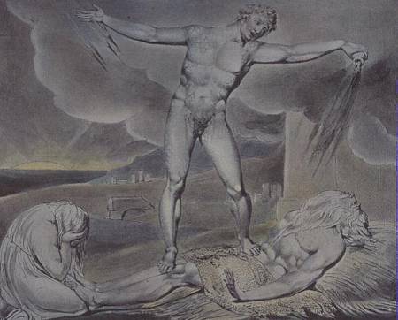 Illustrations of the Book of Job; Satan smiting Job with Sore Boils, 1825 (pen, w/c and von William Blake