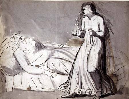 Lady Macbeth approaching the murdered Duncan (ink and wash) von William Blake