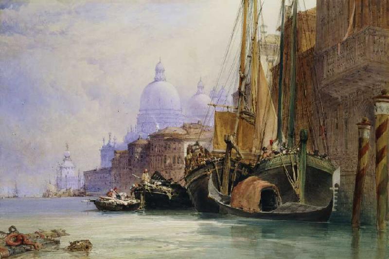 Santa Maria della Salute und der Canal Grande, Venedig. von William Callow