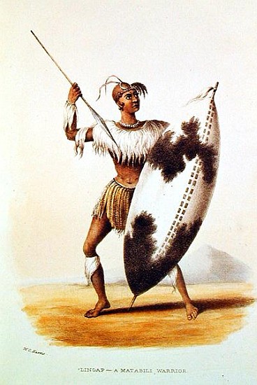 Lingap, a Matabili Warrior, illustration from ''Wild Sports of South Africa'' by W.C. Harris von William Cornwallis Harris