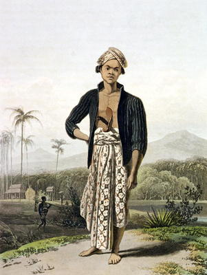A Javan of the Lower Class, plate 2 from Vol. I of 'The History of Java' by Thomas Stamford Raffles von William Daniell