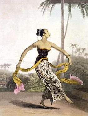 A Ronggeng or Dancing Girl, plate 21 from Vol. I of 'The History of Java' by Thomas Stamford Raffles 1608