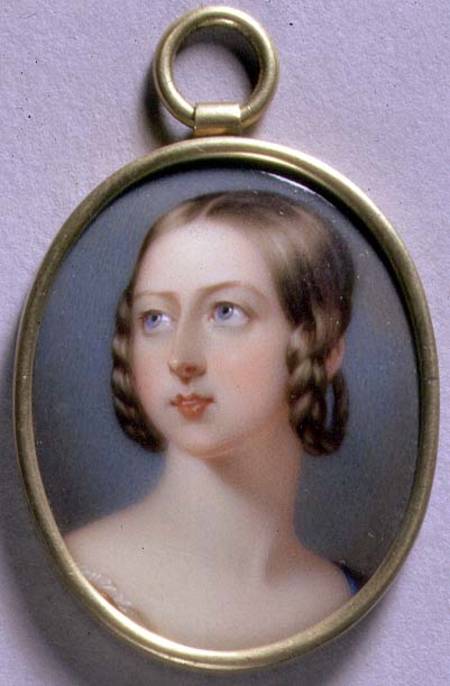 Portrait Miniature of Queen Victoria (1819-1901) 1839 (w/c on enamel on gold) von William Essex