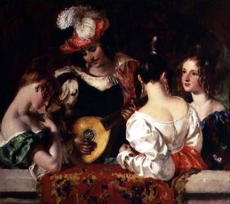 The Lute Player: "When soft notes I the sweet lute inspired, fond fair ones listen'd and my skill ad von William Etty