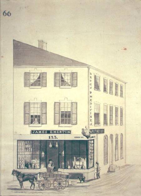 Apothecary shop of James Emerton in Salem von William Henry Emmerton