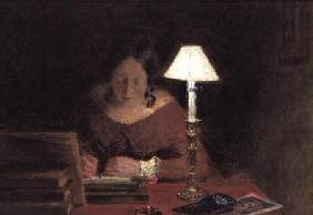 Girl Writing by Lamplight c.1850