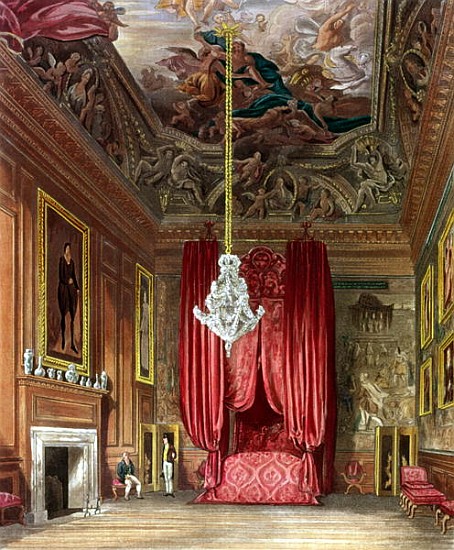 Queen Mary''s State Bed Chamber, Hampton Court from Pyne''s ''Royal Residences'' von William Henry Pyne