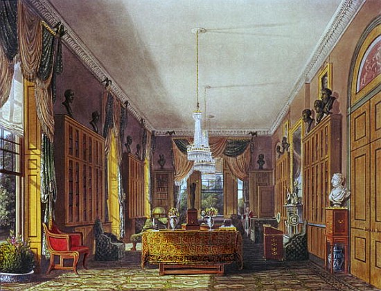 The Queen''s Library, Frogmore, Pyne''s ''Royal Residences'' von William Henry Pyne
