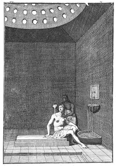 A Turkish Bath, illustration from Aubry de la Mottraye''s ''Travels through Europe, Asia and into pa von William Hogarth